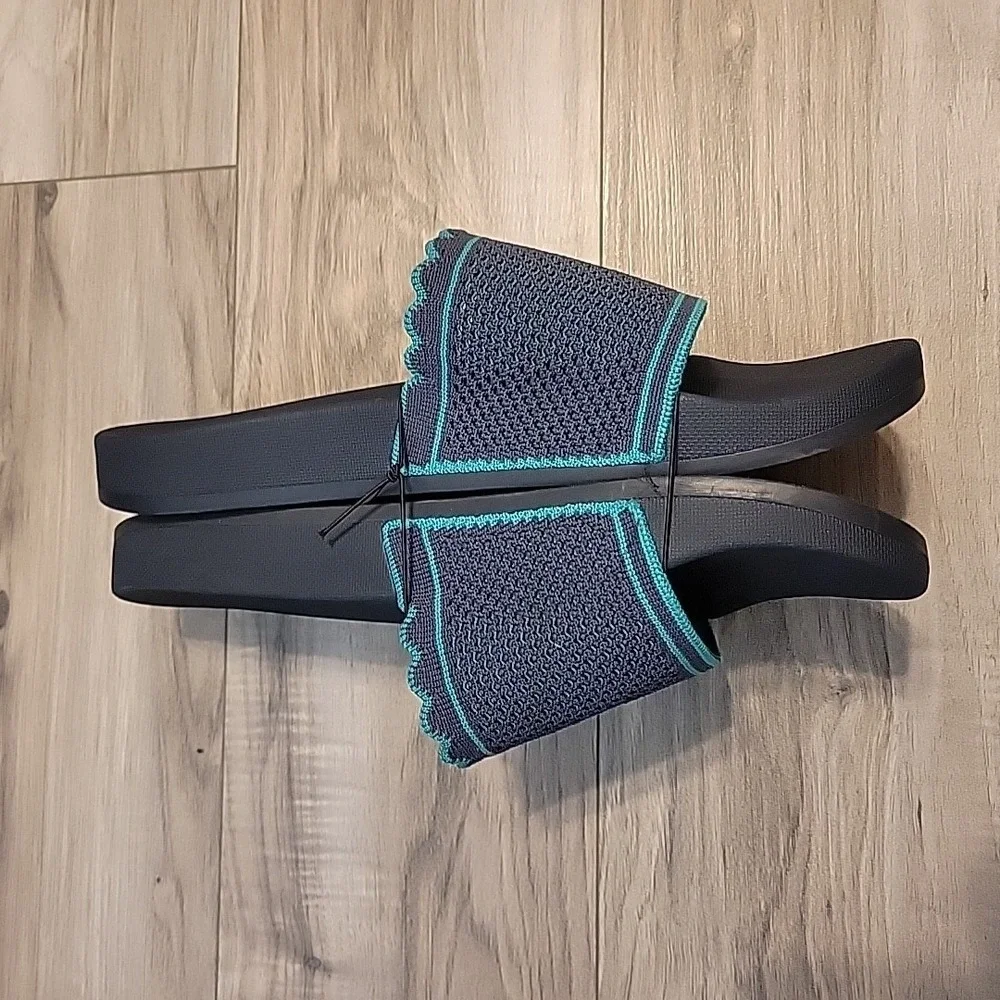 Kate Spade La Jolla Pool Slide Sandals Blue Green Spade Logo Open Toe 11B NEW‎